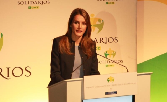 Su Alteza Real la Princesa de Asturias durante su intervención en la entrega de los Premios "Solidarios ONCE Asturias"
